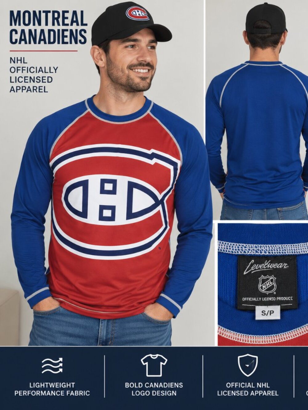 🏒🔥 MONTREAL CANADIENS NHL LONG SLEEVE PERFORMANCE SHIRT – SMALL 🔥🏒